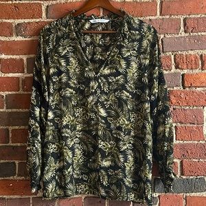 Zara Long Sleeve Jungle Print Blouse, Size Small
